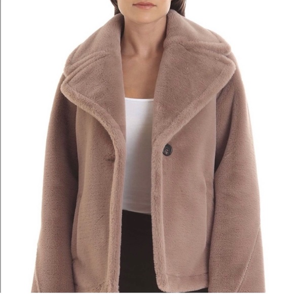 Avec Les Filles Dove Notched Collar Faux Fur Coat Size Large - Picture 4 of 5